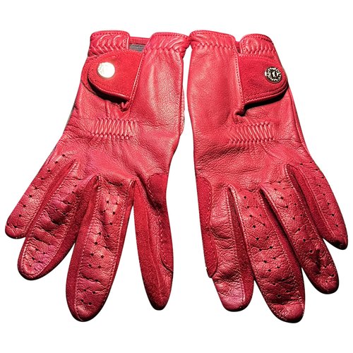 Pre-owned Saint Laurent Leather Gloves In Red