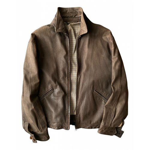 Pre-owned Aquascutum Leather Jacket In Brown | ModeSens