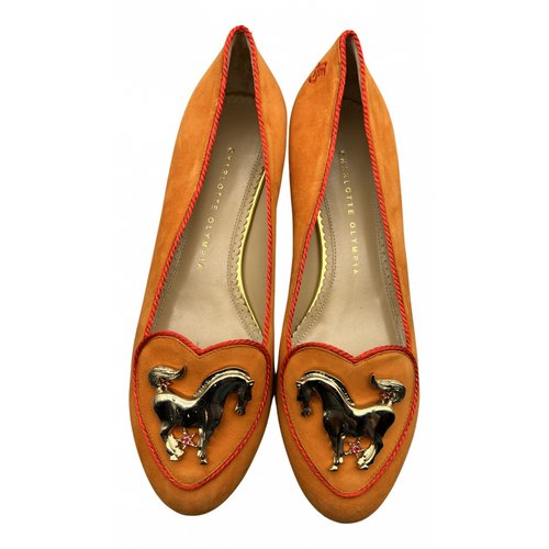 Pre-owned Charlotte Olympia Ballet Flats In Orange