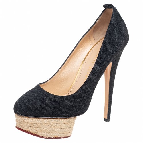 Pre-owned Charlotte Olympia Cloth Flats In Black