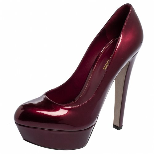 Pre-owned Sergio Rossi Patent Leather Flats In Burgundy