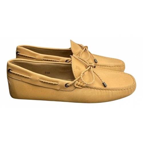 Pre-owned Tod's Gommino Leather Flats In Camel