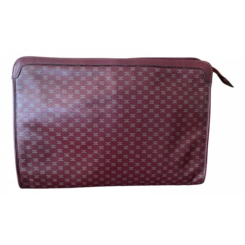 Pre-owned Celine Leather Clutch Bag In Burgundy