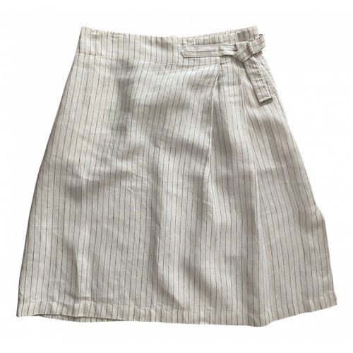 Pre-owned Max & Co Linen Mid-length Skirt In White