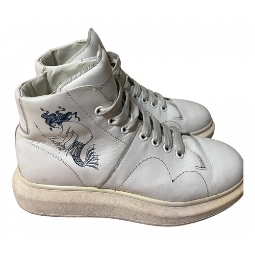 Pre-owned Alexander Mcqueen Oversize Leather High Trainers In White