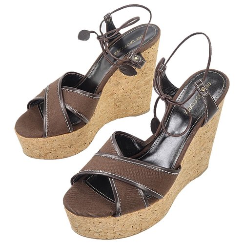 Pre-owned Sergio Rossi Cloth Sandal In Brown