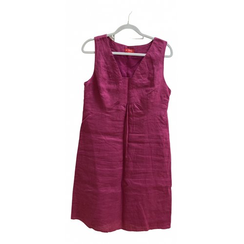 Pre-owned Derhy Linen Mid-length Dress In Pink