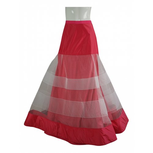 Pre-owned Oscar De La Renta Silk Maxi Skirt In Pink