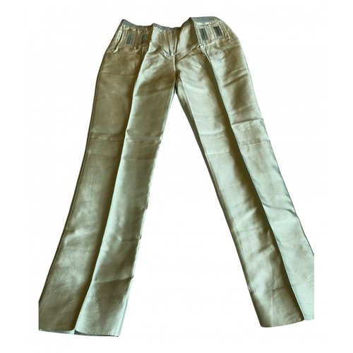 Pre-owned Roberto Cavalli Silk Trousers In Green