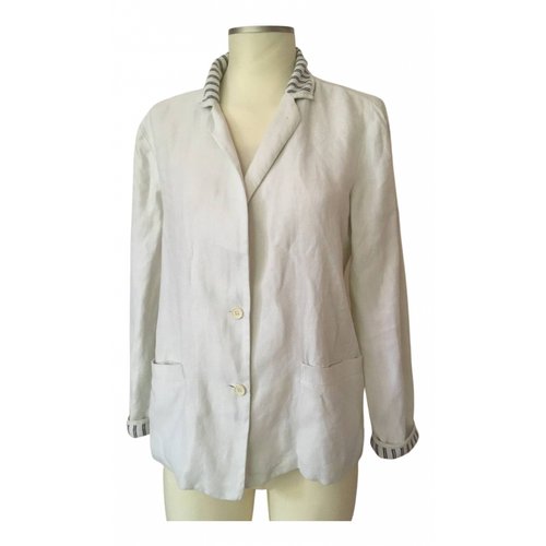 Pre-owned Versace Linen Jacket In White
