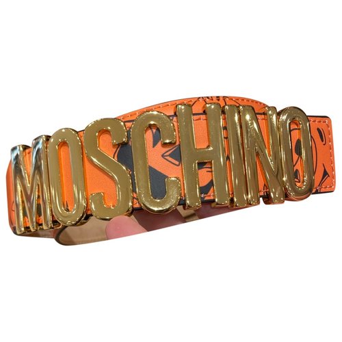 Pre-owned Moschino Leather Belt In Orange