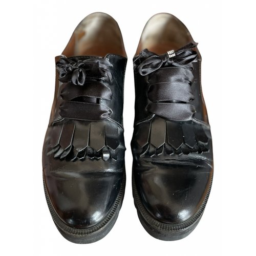 Pre-owned Max & Co Leather Lace Ups In Black