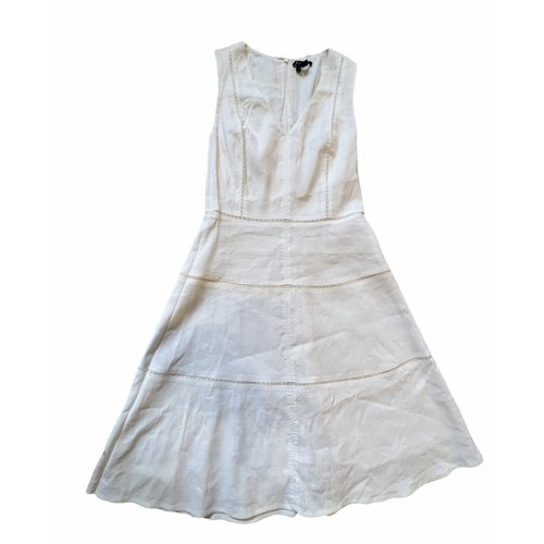Pre-owned Theory Linen Mid-length Dress In White