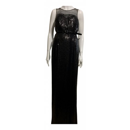 Pre-owned Monique Lhuillier Glitter Maxi Dress In Black