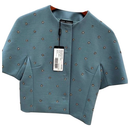 Pre-owned Dolce & Gabbana Wool Short Vest In Blue