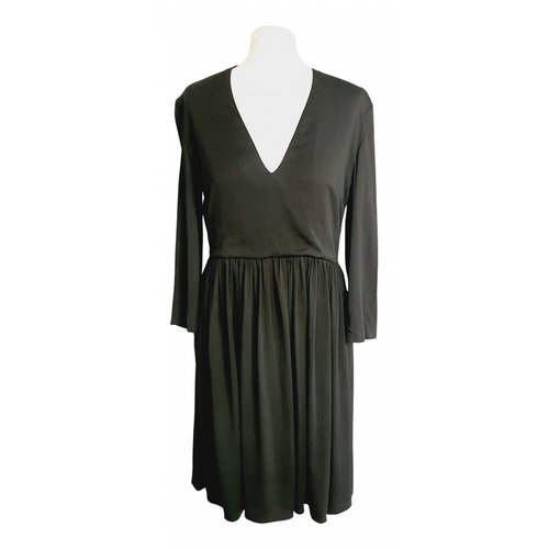 Pre-owned Les Prairies De Paris Silk Mid-length Dress In Black