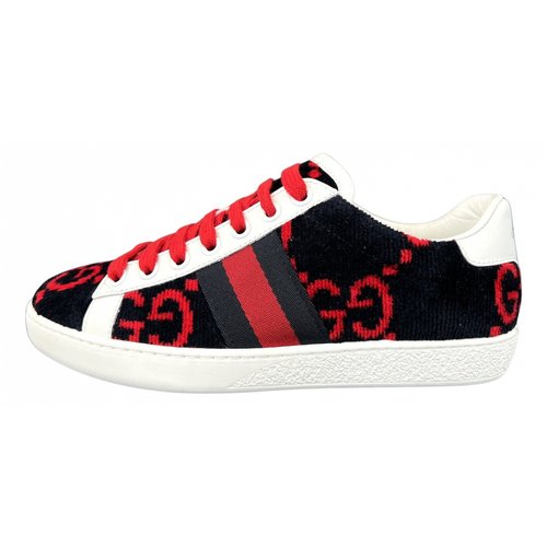 Pre-owned Gucci Ace Leather Trainers In Navy