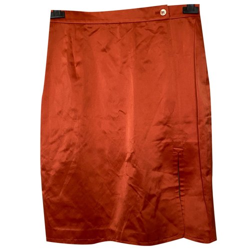 Pre-owned Carolina Herrera Silk Mid-length Skirt In Orange