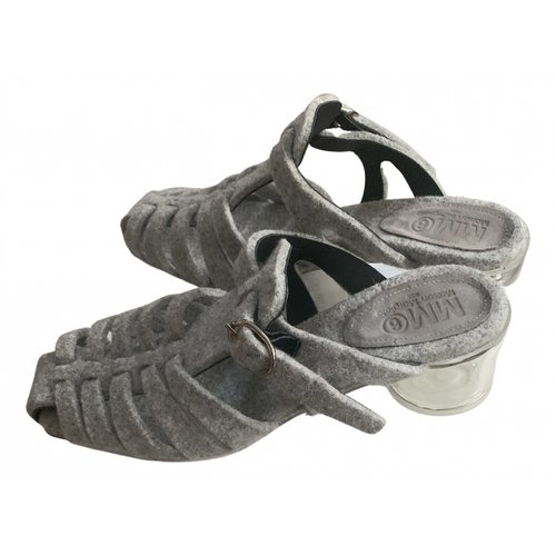 Pre-owned Mm6 Maison Margiela Tweed Sandals In Grey
