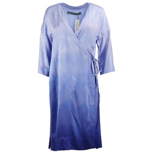 Pre-owned Raquel Allegra Silk Maxi Dress In Blue