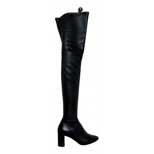 Pre-owned Saint Laurent Lou Leather Boots In Black | ModeSens