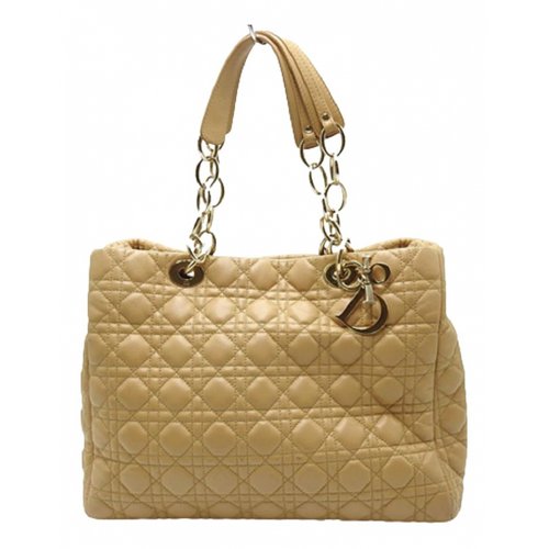 Pre-owned Dior Leather Tote In Beige