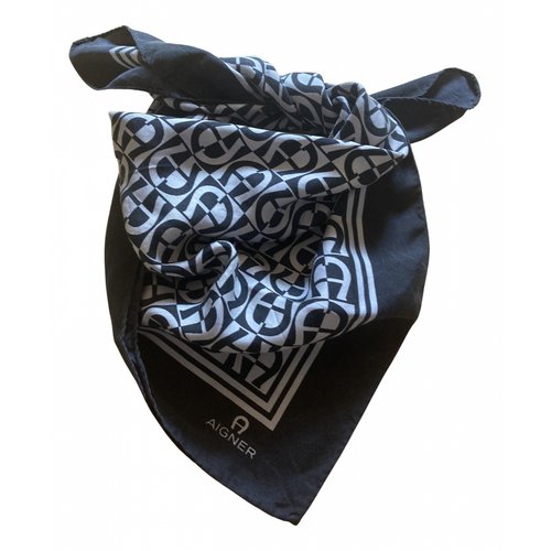 Pre-owned Aigner Silk Handkerchief In Black