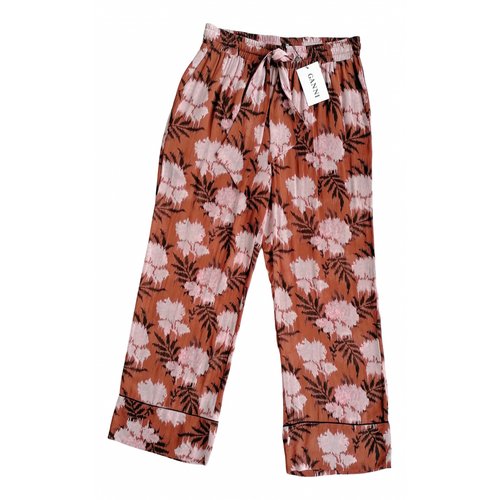 Pre-owned Ganni Spring Summer 2019 Straight Pants In Brown