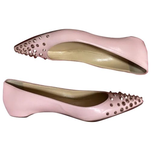 Pre-owned Christian Louboutin Leather Ballet Flats In Pink