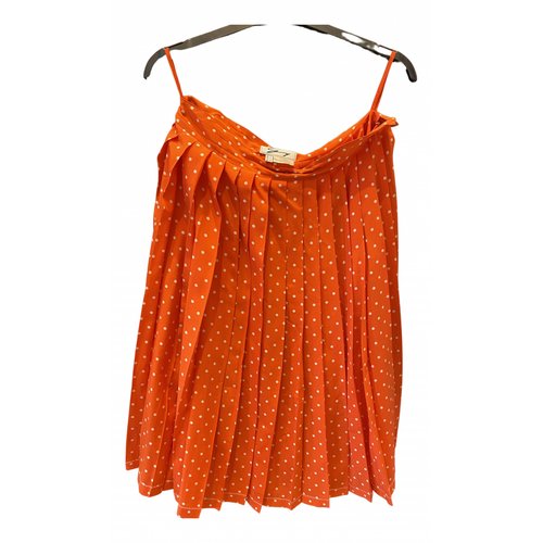 Pre-owned Genny Silk Mid-length Skirt In Orange