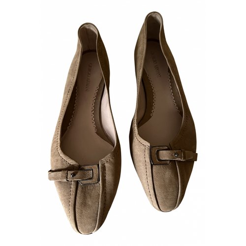 Pre-owned Giorgio Armani Leather Ballet Flats In Brown