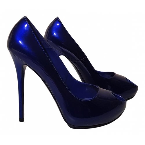 Pre-owned Alexander Mcqueen Patent Leather Heels In Blue