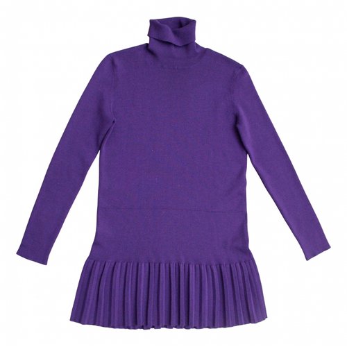 Pre-owned Miu Miu Wool Mini Dress In Purple