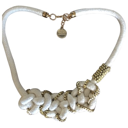 Pre-owned Ted Lapidus Cloth Necklace In White