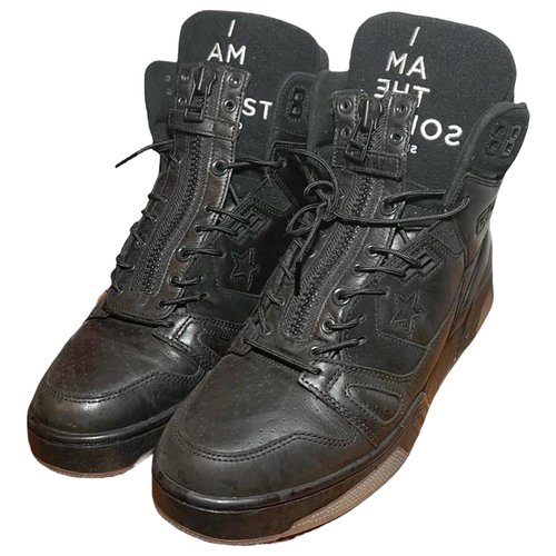 Pre-owned Takahiromiyashita The Soloist Leather High Trainers In Black