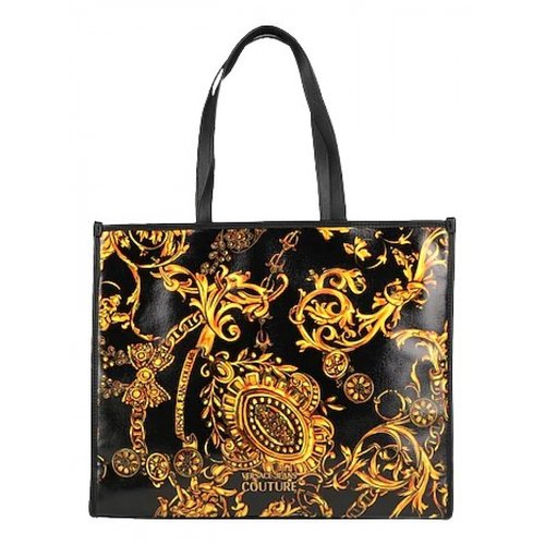 Pre-owned Versace Linen Tote In Black