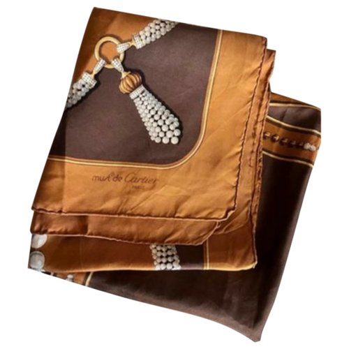 Pre-owned Cartier Silk Handkerchief In Brown