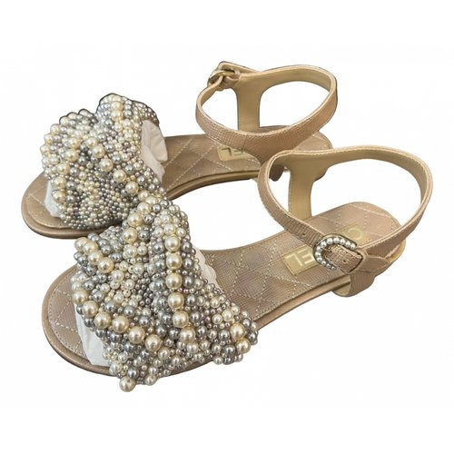 Pre-owned Chanel Leather Sandal In Beige