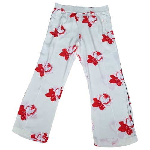 Pre-owned Ganni Straight Pants In White