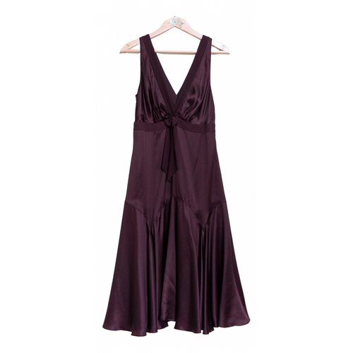 Pre-owned Ted Baker Silk Mid-length Dress In Burgundy