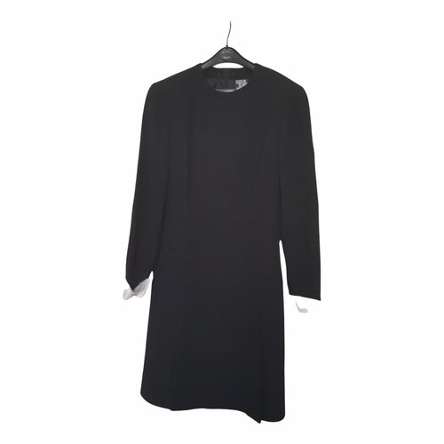 Pre-owned Claude Montana Wool Mid-length Dress In Black