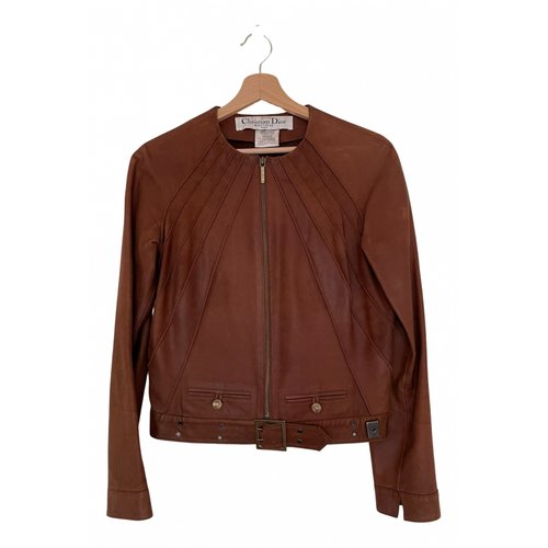 Pre-owned Dior Leather Jacket In Brown