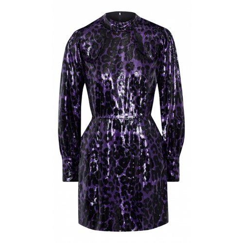 Pre-owned Diane Von Furstenberg Velvet Mini Dress In Purple