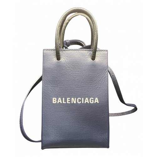 Pre-owned Balenciaga Shopping North South Leather Crossbody Bag In Blue