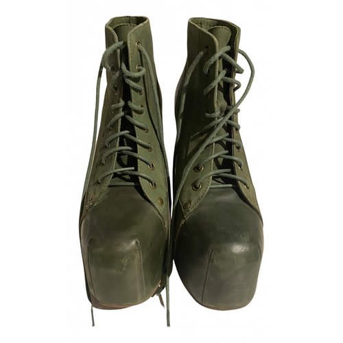 Pre-owned Jeffrey Campbell Leather Lace Up Boots In Green