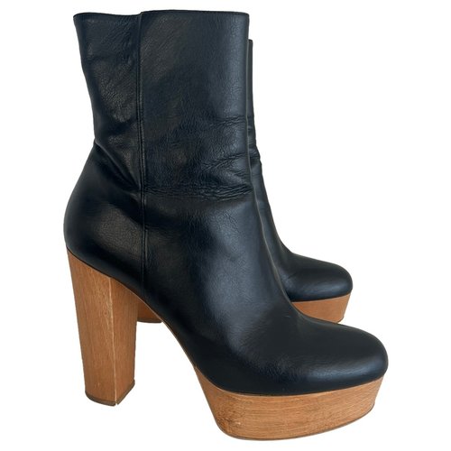 Pre-owned Stella Mccartney Vegan Leather Ankle Boots In Black
