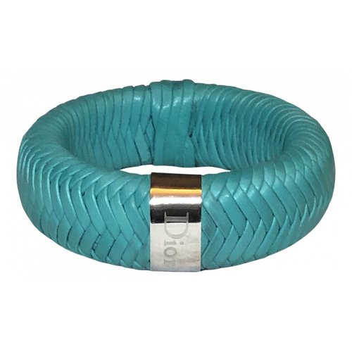 Pre-owned Dior Leather Bracelet In Turquoise