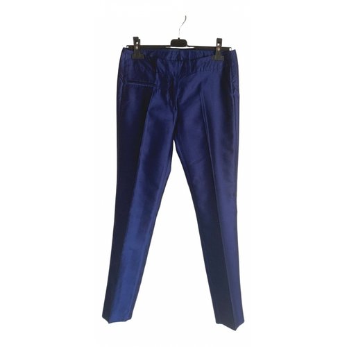 Pre-owned Dondup Silk Straight Pants In Blue