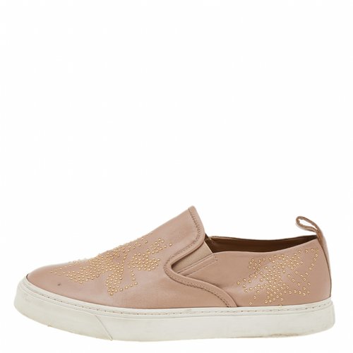 Pre-owned Chloé Leather Trainers In Beige
