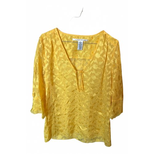 Pre-owned Diane Von Furstenberg Silk Blouse In Yellow
